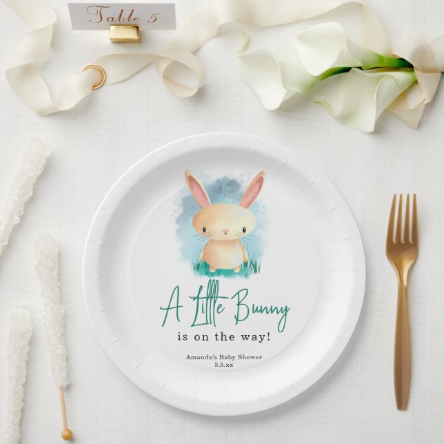Assiettes En Carton Petit lapin - baby shower (Mariage)