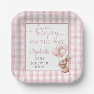 Assiettes En Carton Petit Lapin Balloons Rose Baby shower fille