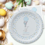 Assiettes En Carton Petit lapin et Balloon Blue Boy Baby shower<br><div class="desc">Plaque de papier de Baby shower de lapin et de ballon - ou customiser le libellé pour votre bébé saupoudrer,  le sexe révéler etc. Le design comporte des bordures de fleurs de gribouillis bleu avec un mignon lapin tenant un ballon bleu et un petit bouquet de fleurs.</div>