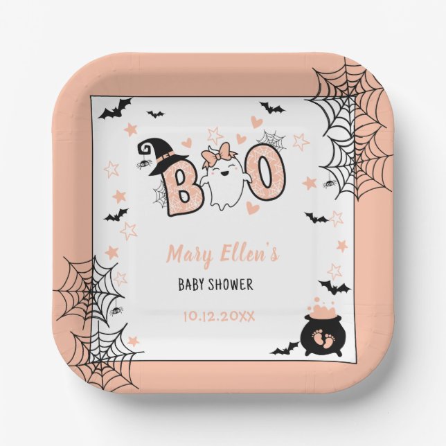 ASSIETTES EN CARTON PETIT LITTLE BOO ROSE HALLOWEEN BABY SHOWER (Recto)