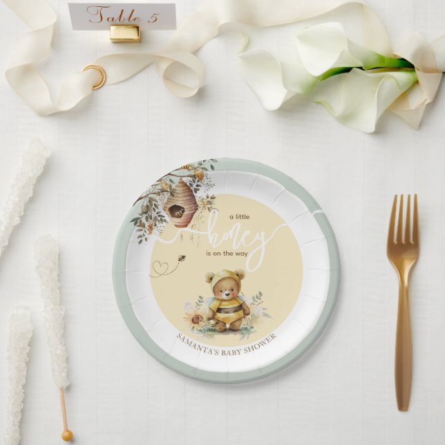 Assiettes En Carton Petit miel Baby shower de l'ours des abeilles (Mariage)
