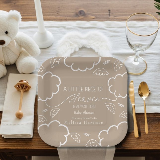 Assiettes En Carton Petit morceau de beige céleste  (Little Piece of Heaven Beige Paper Plates)