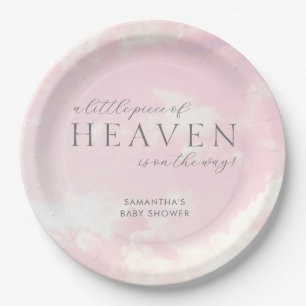 Assiettes En Carton Petit morceau de ciel Baby shower rose nuages