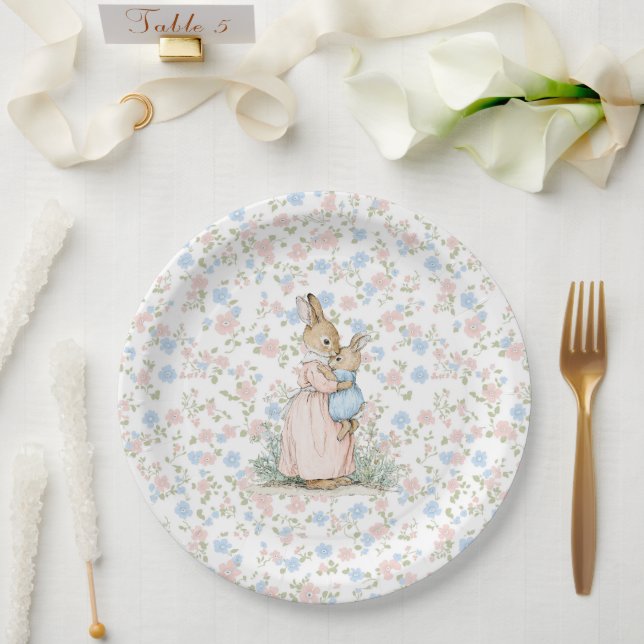 Assiettes En Carton Petit Peter Rabbit et maman (Mariage)
