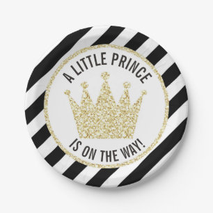 Assiettes En Carton Petit prince d'or noir sur le baby shower de