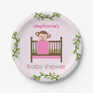 Assiettes En Carton Petit singe dans une plaque à papier de fille de