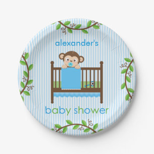 Assiettes En Carton Petit singe dans une plaque à papier de garçon d