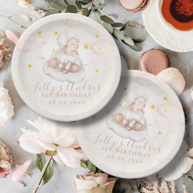 Assiettes En Carton Petite agneau à mouton étoiles de rêve Nouvel anni (Créateur téléchargé)