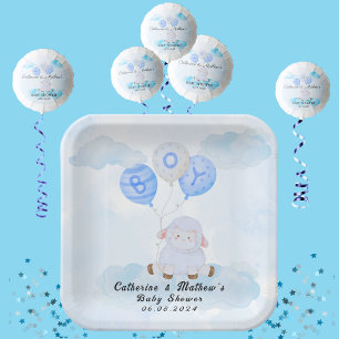 Assiettes En Carton Petite agneau qui s'envole haut dans les ballons b