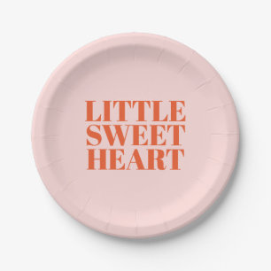Assiettes En Carton Petite amoureuse rose et rouge fille premier anniv