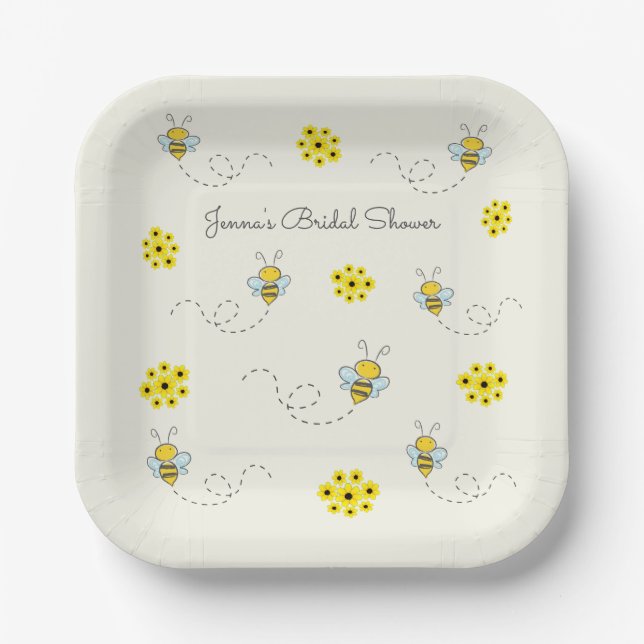 Assiettes En Carton Petite Bumble Bee and Flowers (Recto)