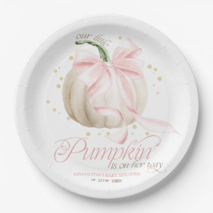 Assiettes En Carton Petite citrouille rose personnalisée pour Baby Sho