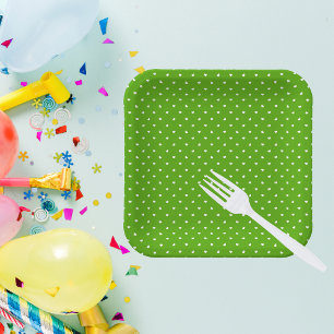 Assiettes En Carton Petite coeur sur vert clair