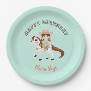 Assiettes En Carton Petite cow-girl sur l'anniversaire occidental de