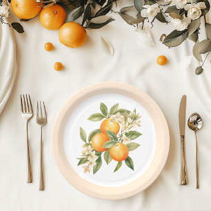 Assiettes En Carton Petite cutie agrumes oranges fête d'anniversaire