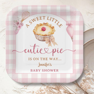 Assiettes En Carton Petite Cutie Baby shower à tarte fille rose