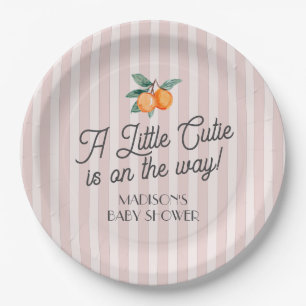 Assiettes En Carton Petite Cutie Rose Sur Le Chemin Baby shower Citrus