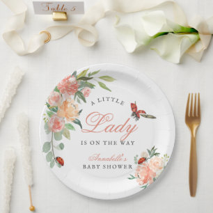 Assiettes En Carton Petite Dame Coccinelle Roses Fille Baby Shower
