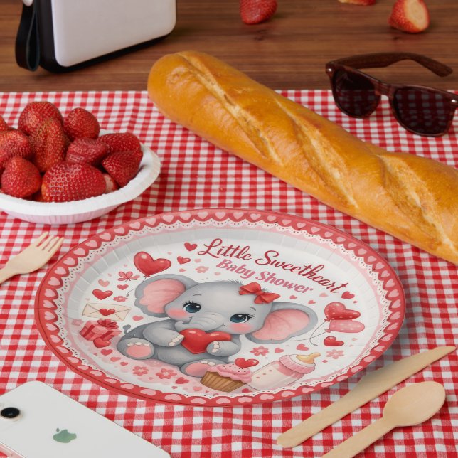 Assiettes En Carton Petite Douce Petite Éléphant Rose Baby Shower Papi (Pique-nique)