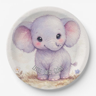 Assiettes En Carton Petite Douche Géante Éléphant Violet Baby Shower