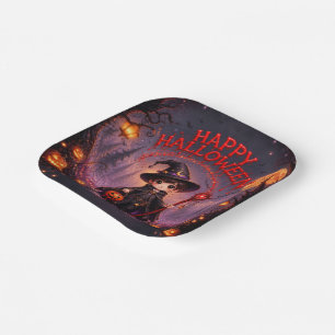 Assiettes En Carton Petite fête d'Halloween pour enfants sorciers