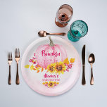 Assiettes En Carton Petite fille citrouille rose baby shower<br><div class="desc">Petite fille citrouille baby shower rose citrouille chute feuillage baby shower de papier de  de tournesol plaques.</div>