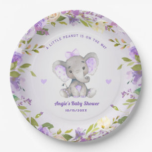 Assiettes En Carton Petite fille d'arachide Lavande Baby shower arrose
