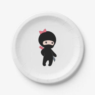 Assiettes En Carton Petite fille Ninja