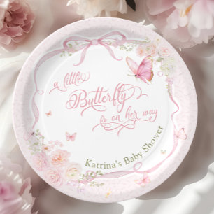 Assiettes En Carton Petite Fille Papillon Fleurit Baby Shower