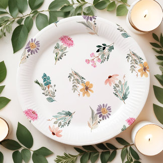 Assiettes En Carton Petite Fleur Sauvage Anniversaire ou Shower