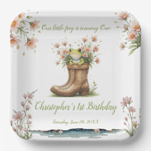 Assiettes En Carton Petite grenouille Froggie 1er anniversaire