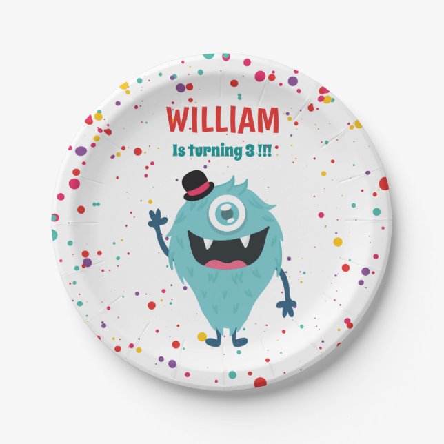 Assiettes En Carton Petite Monster de mignons monstres (Devant)