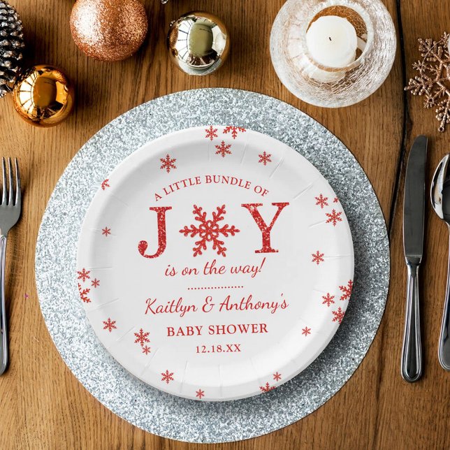 Assiettes En Carton Petite Offre De Joie Baby shower De Noël (Créateur téléchargé)