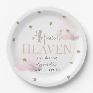 Assiettes En Carton Petite paix du ciel Baby shower de fille rose