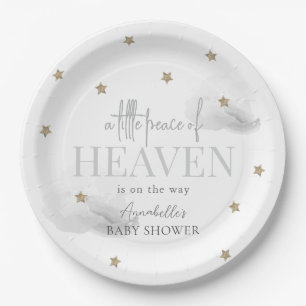 Assiettes En Carton Petite Paix du Ciel Baby shower gris