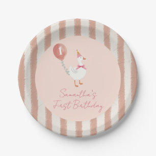 Assiettes En Carton Petite petite oie rose ballons fille 1er anniversa