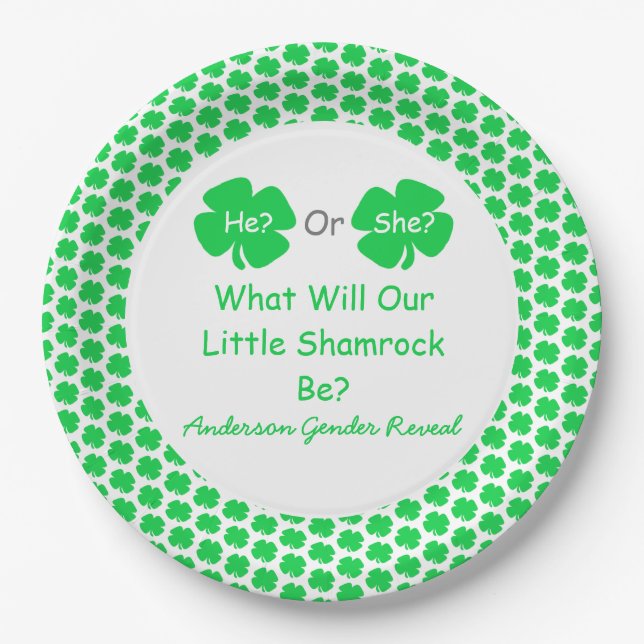 Assiettes En Carton Petite révélation Shamrock sur le genre (Devant)