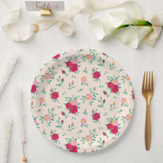 Assiettes En Carton Petite Rose Fille Anniversaire Invitation (Mariage)