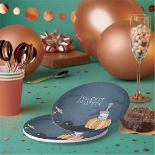 Assiettes En Carton Petite sorcière   Fête d'Halloween personnalisée