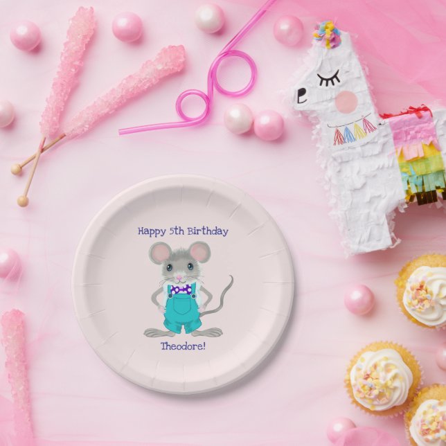 Assiettes En Carton Petite souris adorable et élégante coutume Anniver (Fête)