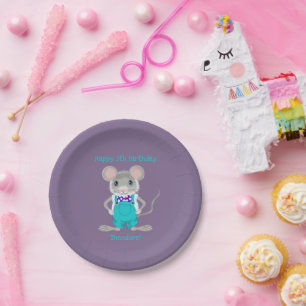 Assiettes En Carton Petite souris adorable et élégante coutume Anniver