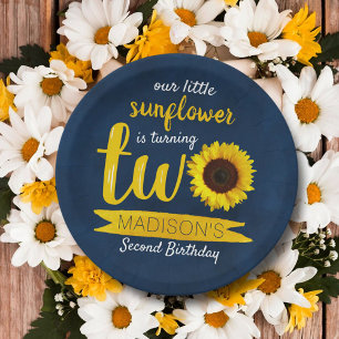 Assiettes En Carton Petite tournesol 2e plaque papier d'anniversaire