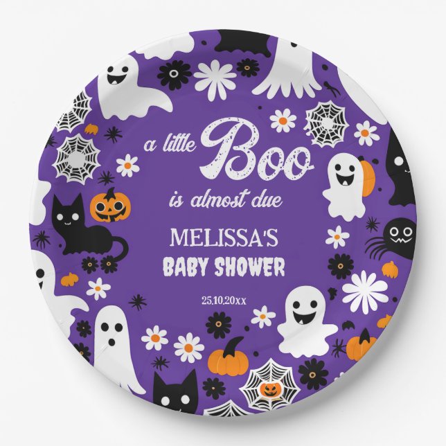 Assiettes En Carton Petite vaisselle de baby shower Halloween (Devant)