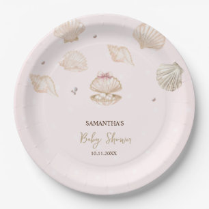Assiettes En Carton Petites coquilles de perles points Baby Shower