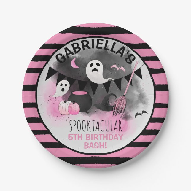 Assiettes En Carton Petites Filles Spooktacular Halloween Anniversaire (Devant)