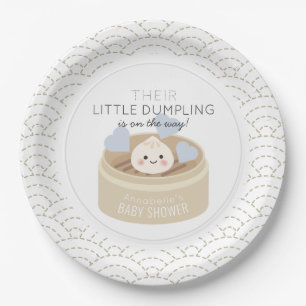 Assiettes En Carton Petites plaques de papier Baby shower bleu Dumplin