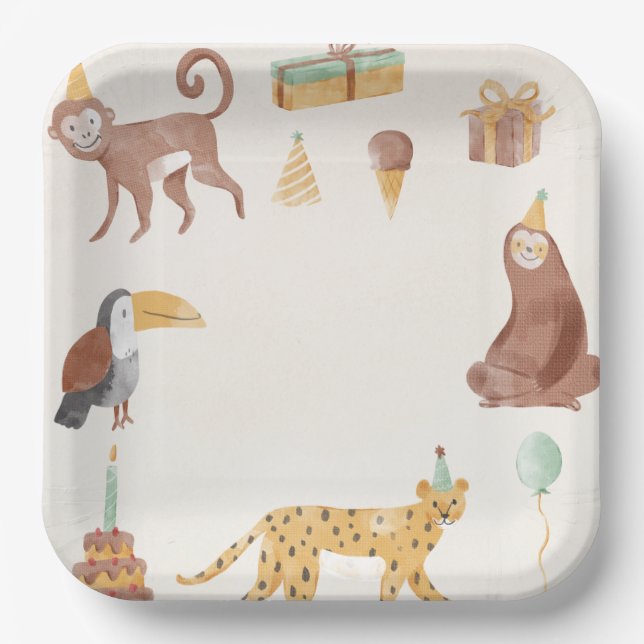 Assiettes En Carton Petits animaux de la jungle (Recto)