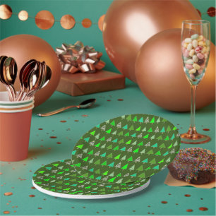 Assiettes En Carton Petits arbres de Noël verts