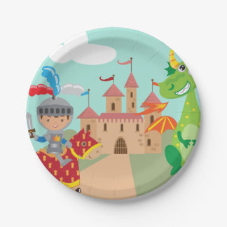 Assiettes En Carton Petits château et dragon de chevalier