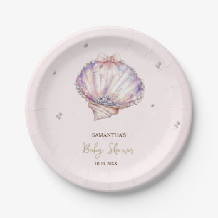 Assiettes En Carton Petits Coquillages Perles Diamants Points Fête Pré